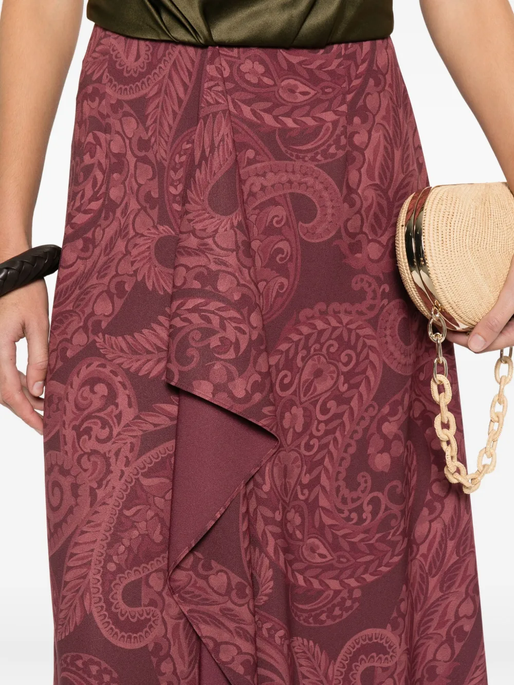 Etro Paisley-print Ruffled Skirt In Red