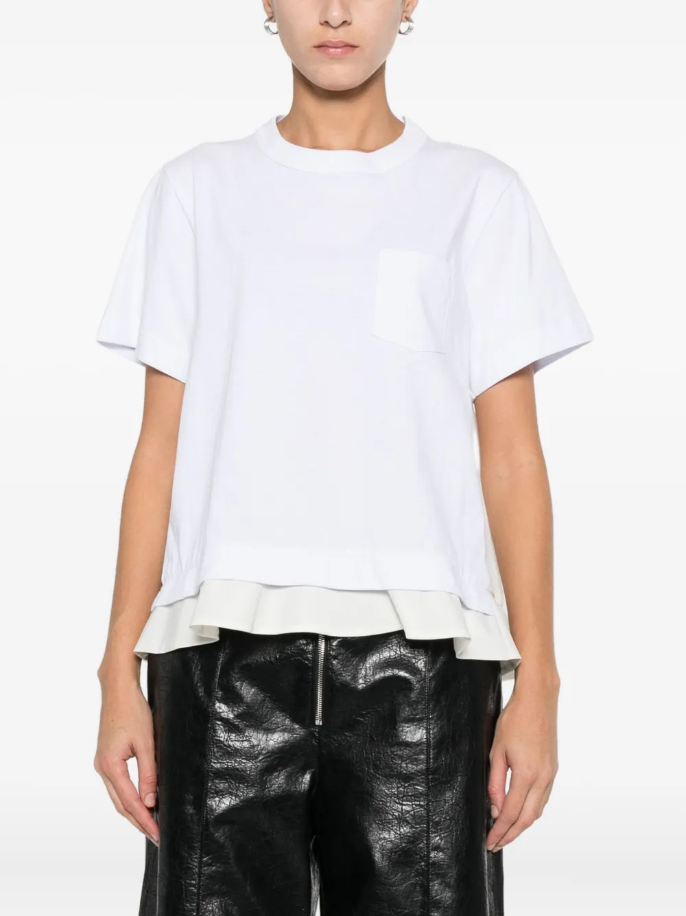 Sacai Ruffled Layered T-shirt In White