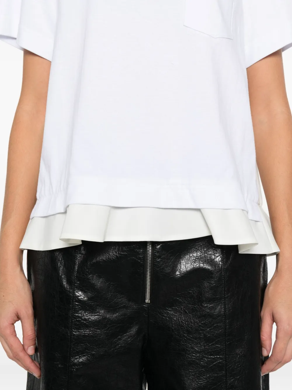 Sacai Ruffled Layered T-shirt In White