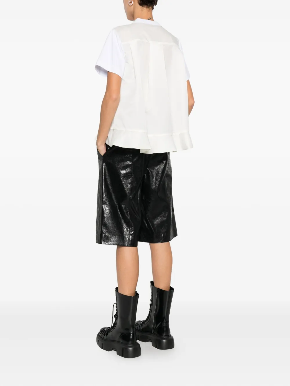 Sacai Ruffled Layered T-shirt In White