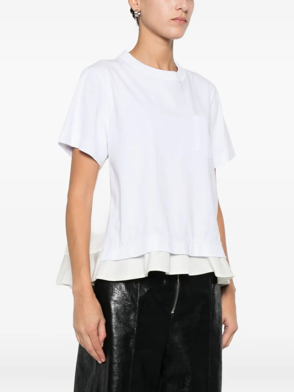 Sacai Ruffled Layered T-shirt In White
