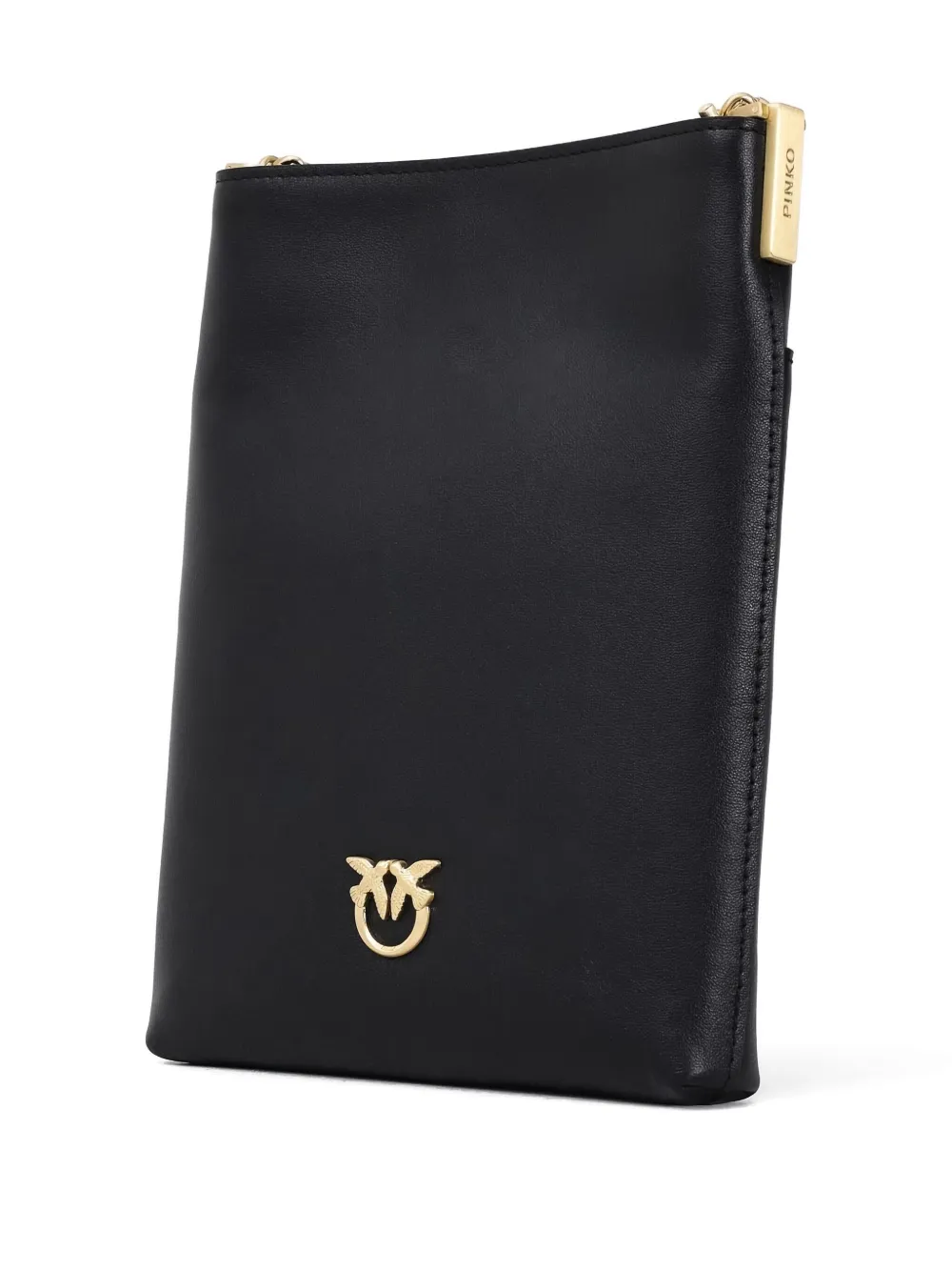 PINKO Love Birds leren schoudertas Zwart