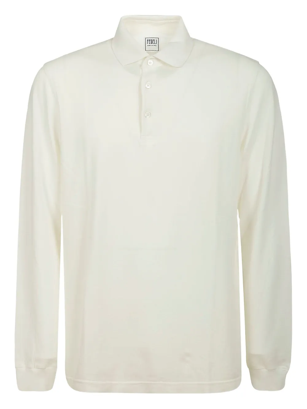 Fedeli long-sleeved buttoned polo shirt | White | Image 1