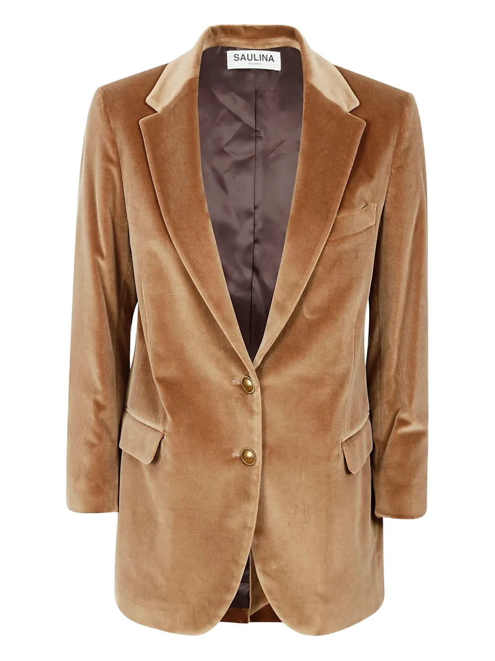 Saulina Antonia Velvet Blazer In Brown