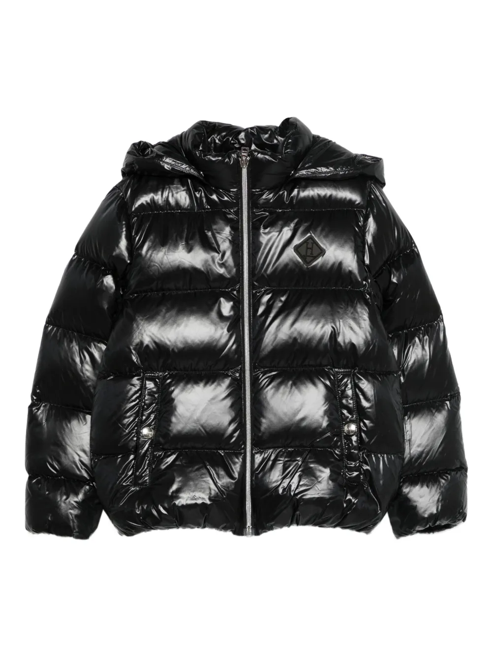 Herno Kids Jaqueta com capuz e patch de logo | Preto | Image 1