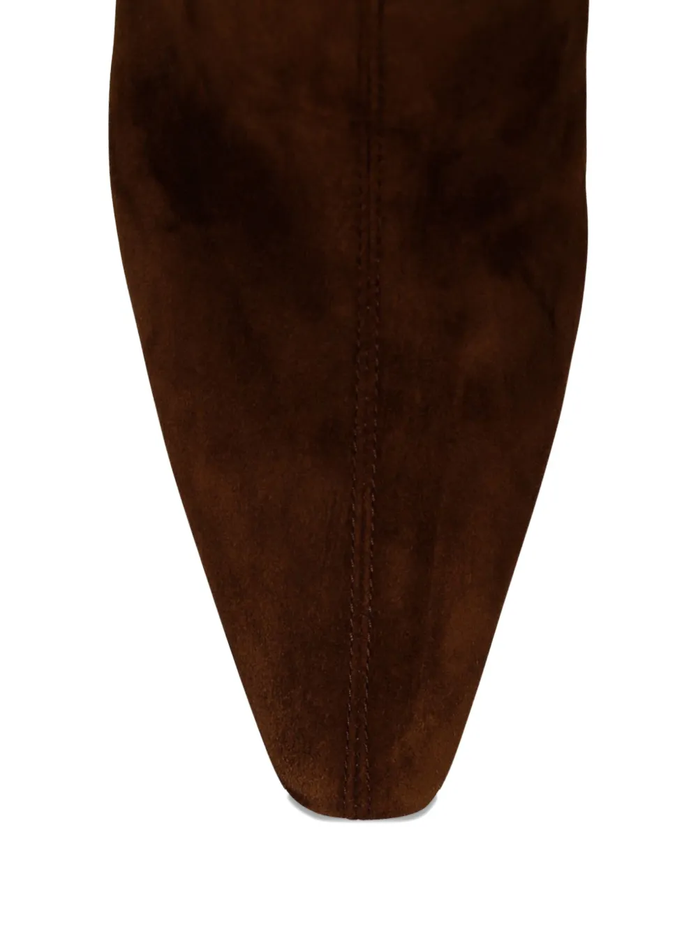 Saint Laurent 85mm Logo-plaque Heeled Boots In Brown
