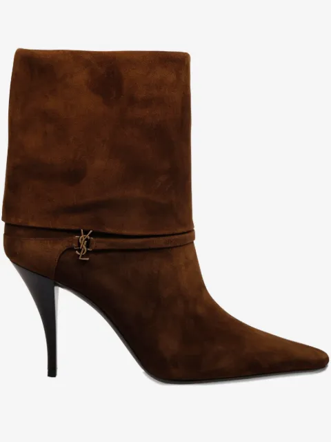 Saint Laurent 85mm logo-plaque heeled boots