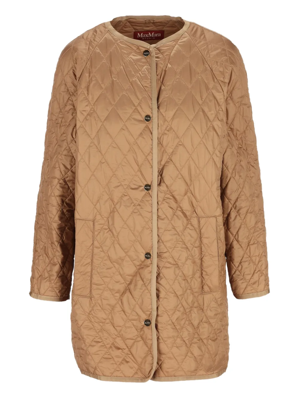 Max Mara Quilted Wool Coat In Brown