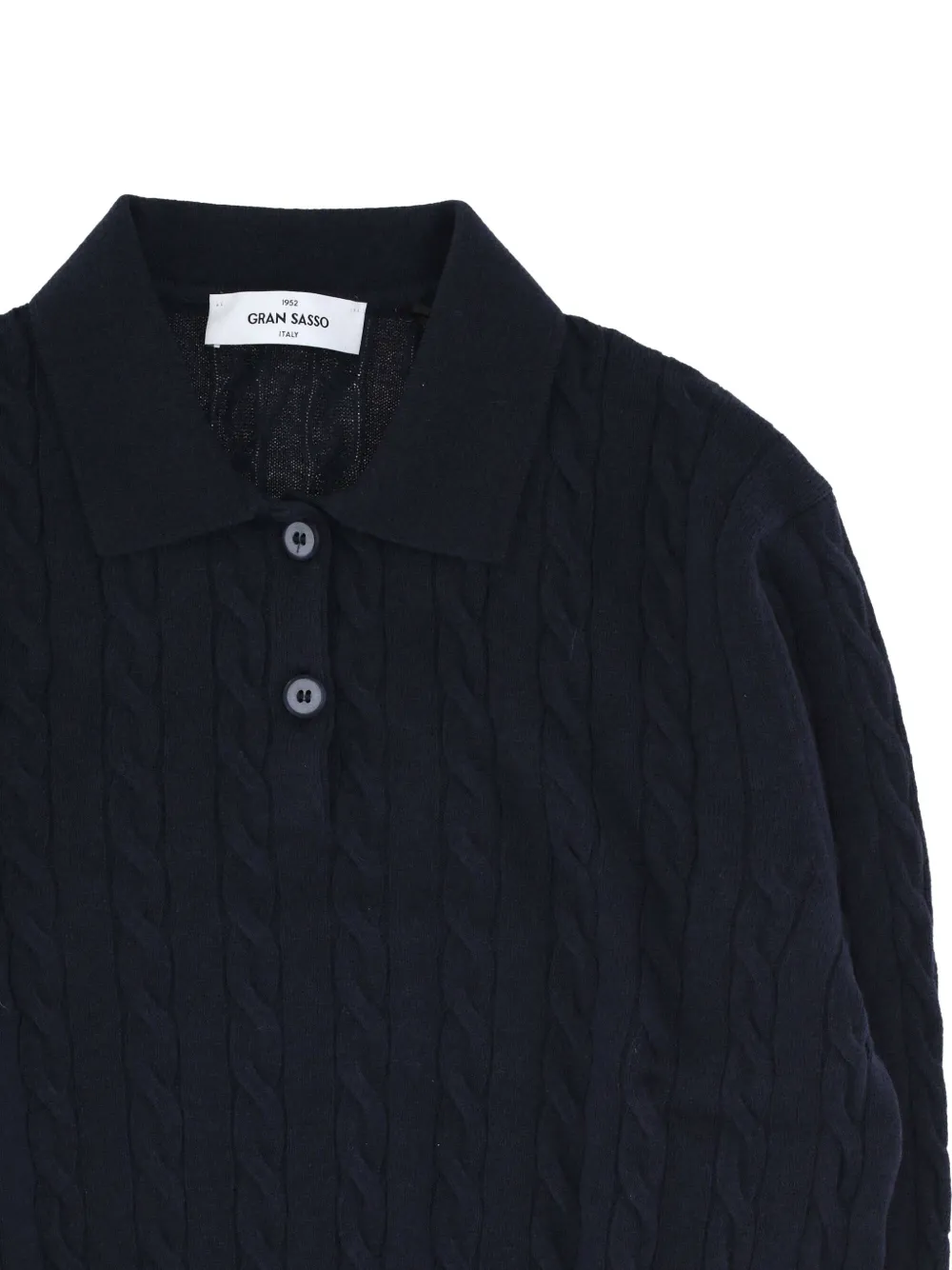 Gran Sasso Kabelgebreid poloshirt met knopen Blauw