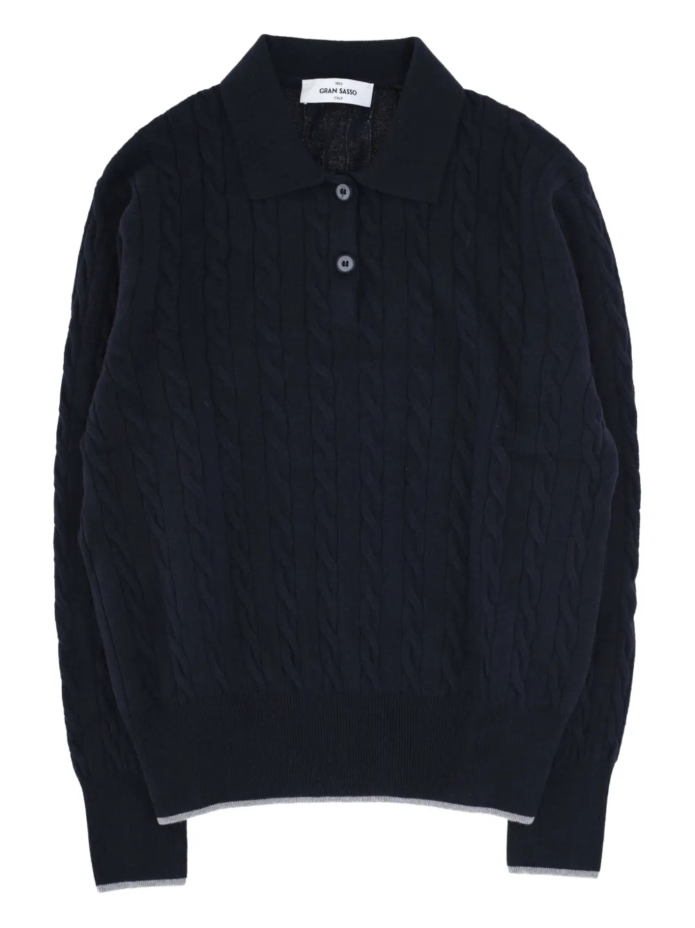 Gran Sasso Cable-knit Buttoned Polo Shirt In Blue
