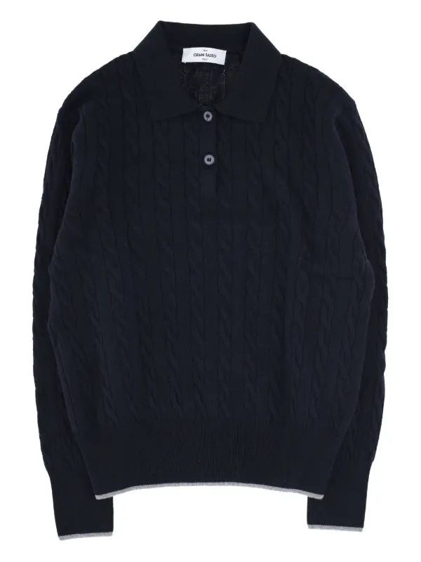 Gran Sasso ケーブルニット ポロシャツ | ブルー | FARFETCH JP