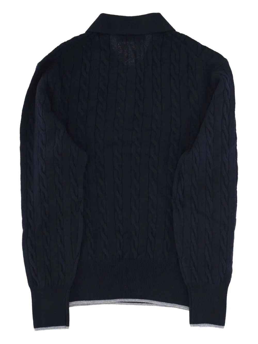 Gran Sasso cable-knit buttoned polo shirt - Blauw