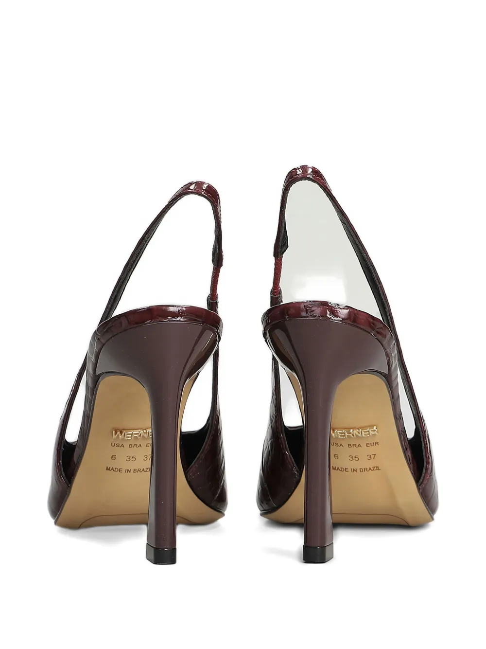 Werner Pointed Crocodile-effect Pumps In Red