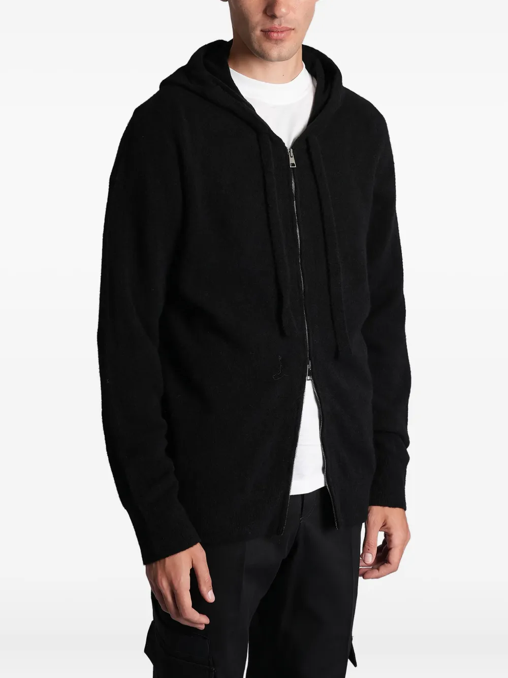 Roberto Collina Hoodie met rits Zwart