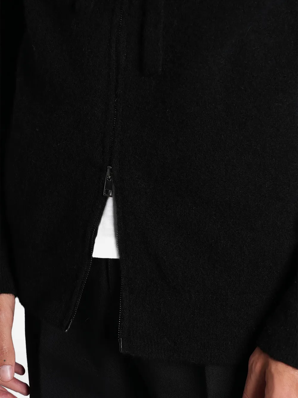 Roberto Collina Hoodie met rits Zwart