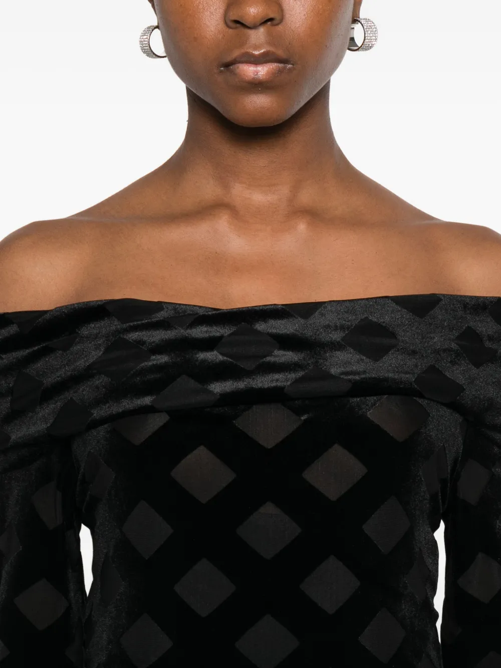 Alessandro Legora Bardot-neck Diamond-pattern Gown In Animal Print