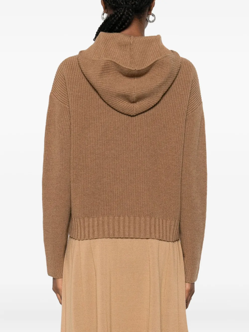 Max Mara Hooded Knitted Top In Neutral