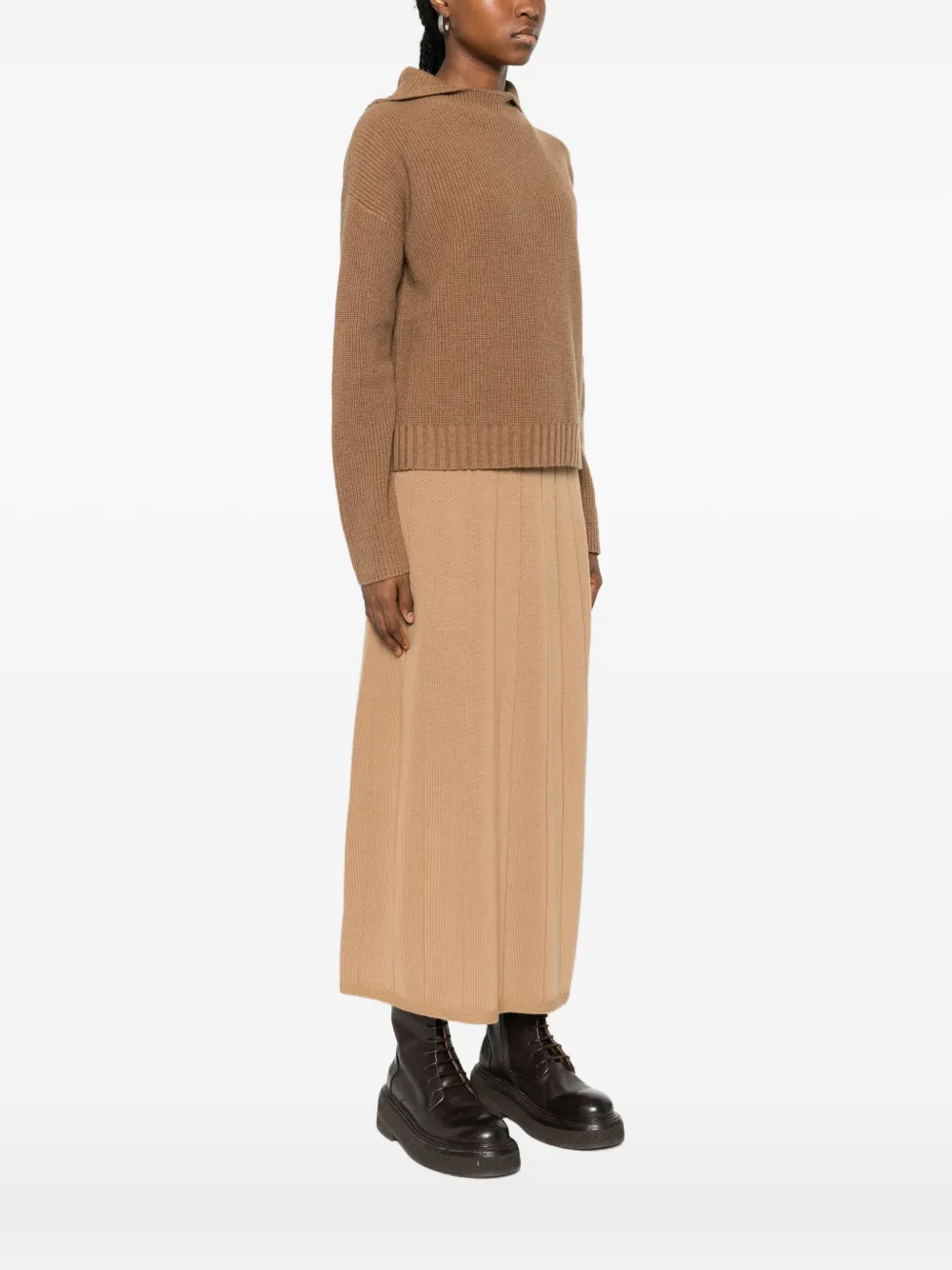 Max Mara Hooded Knitted Top In Neutral