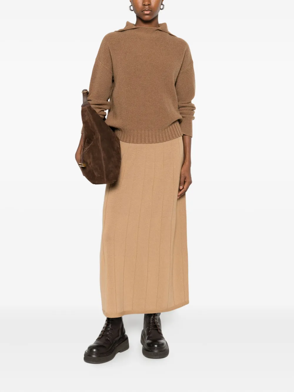 Max Mara Hooded Knitted Top In Neutral