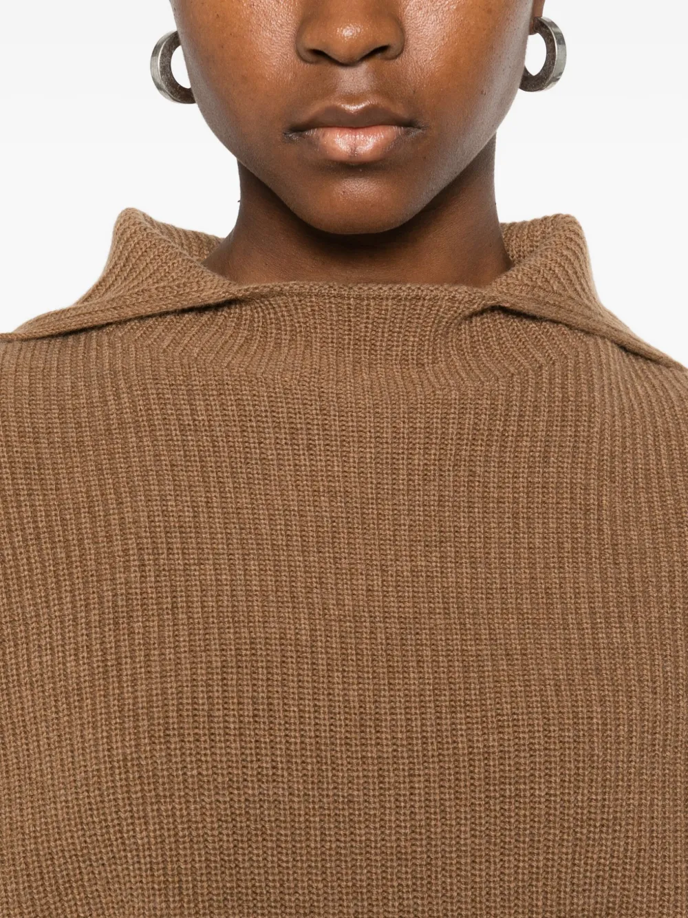 Max Mara Hooded Knitted Top In Neutral