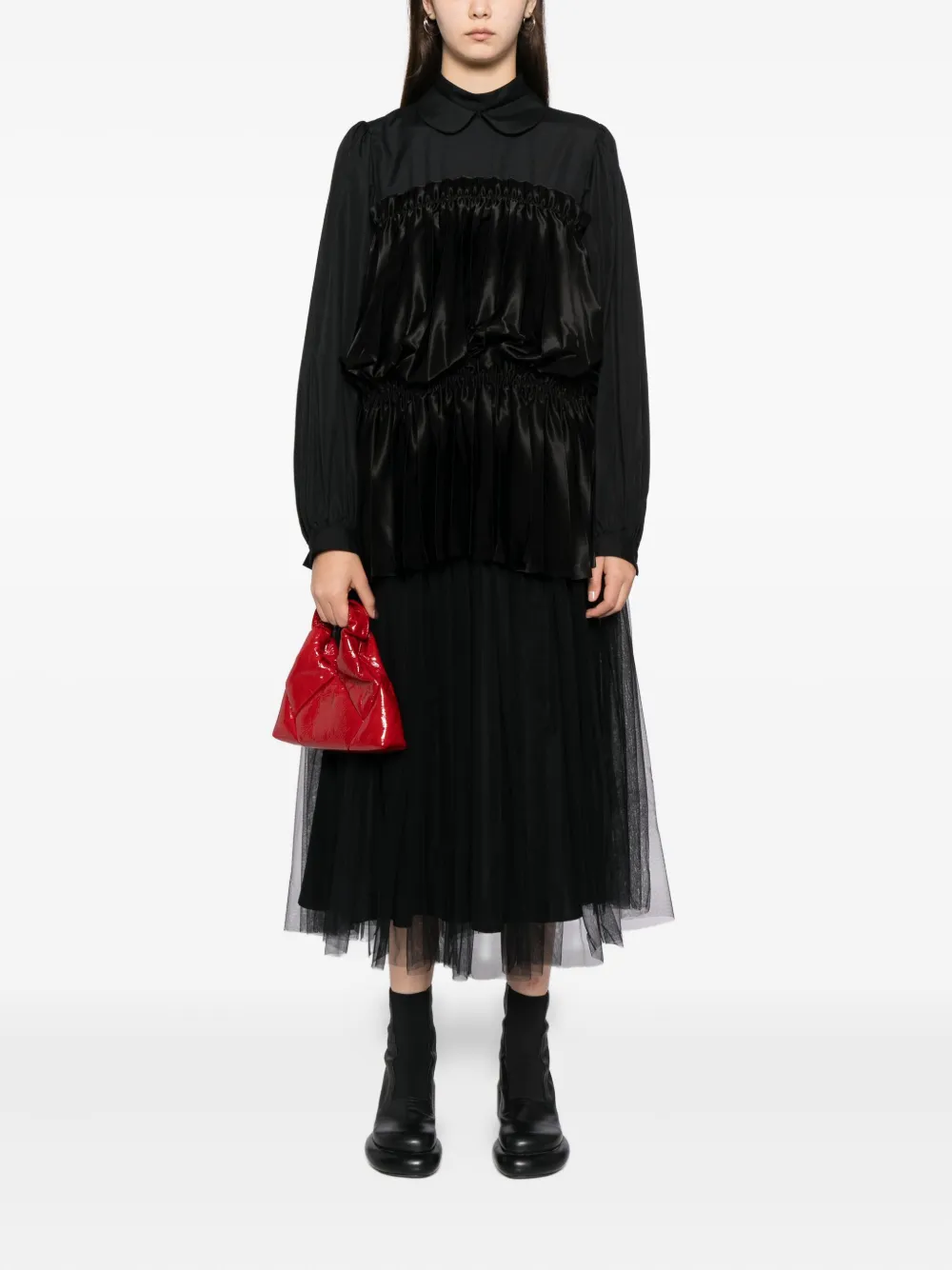 Noir Kei Ninomiya pleated blouses - Zwart