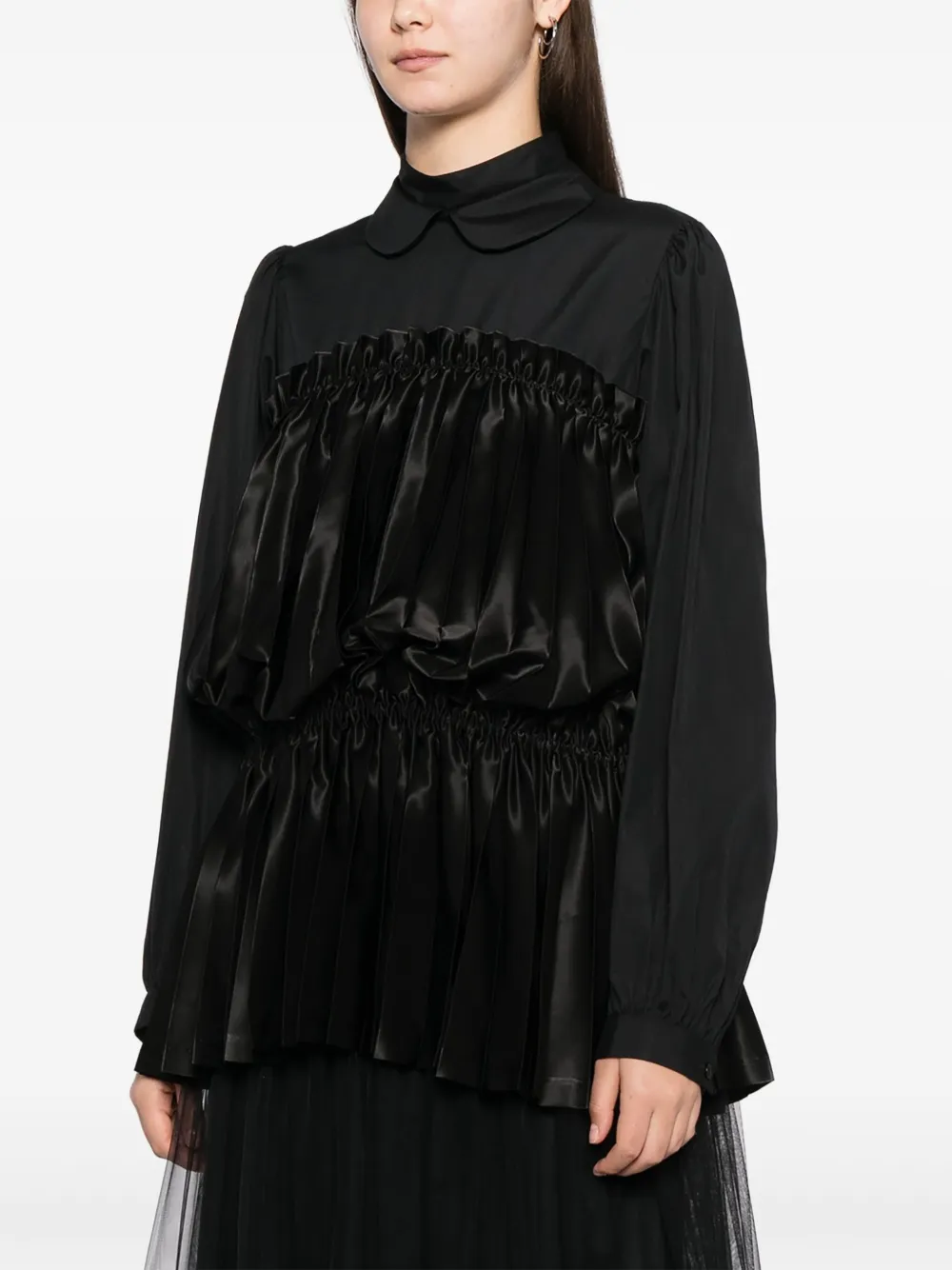 Noir Kei Ninomiya Geplooide blouse Zwart
