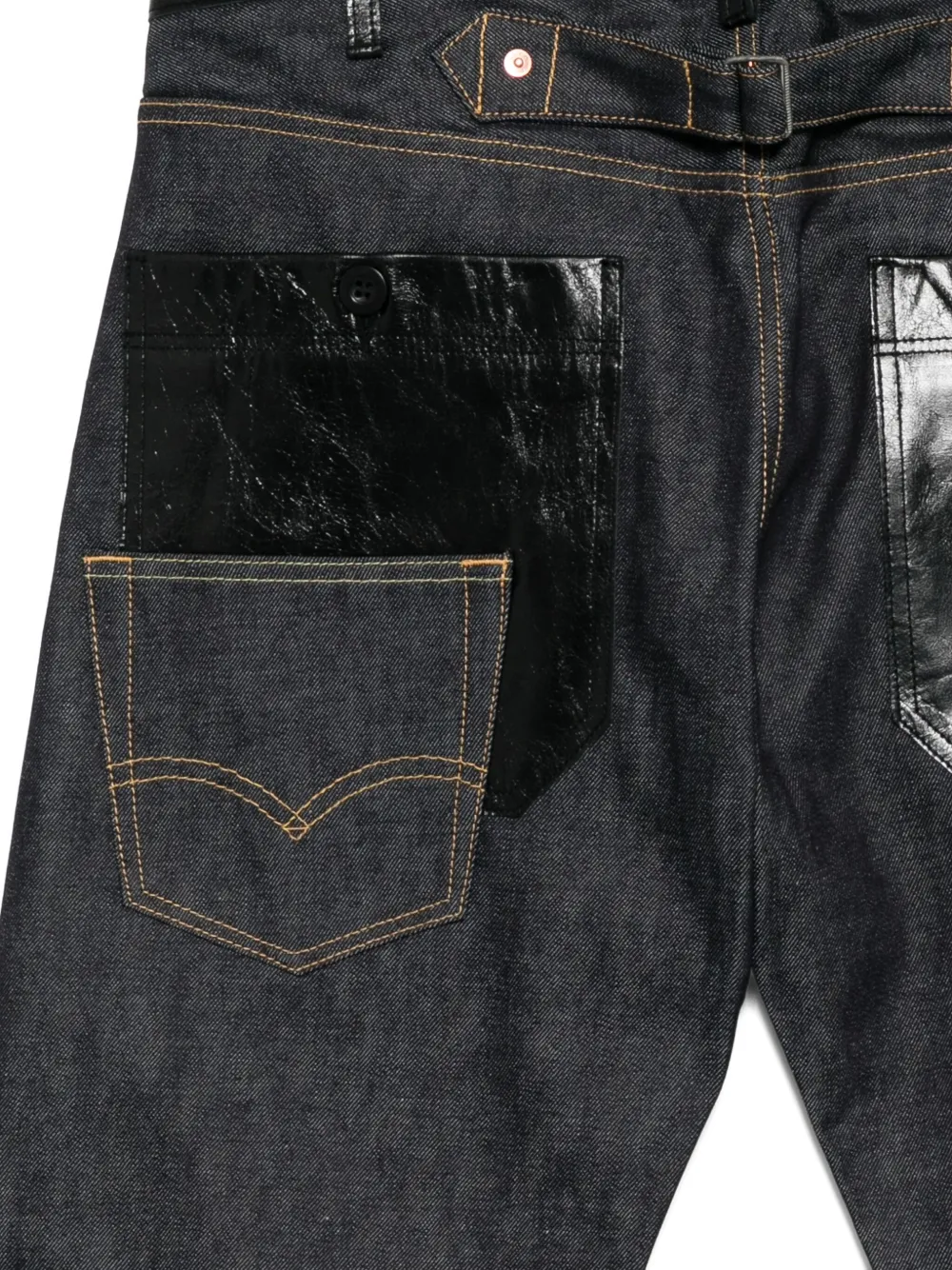 Junya Watanabe Leather-patch Jeans In Gray