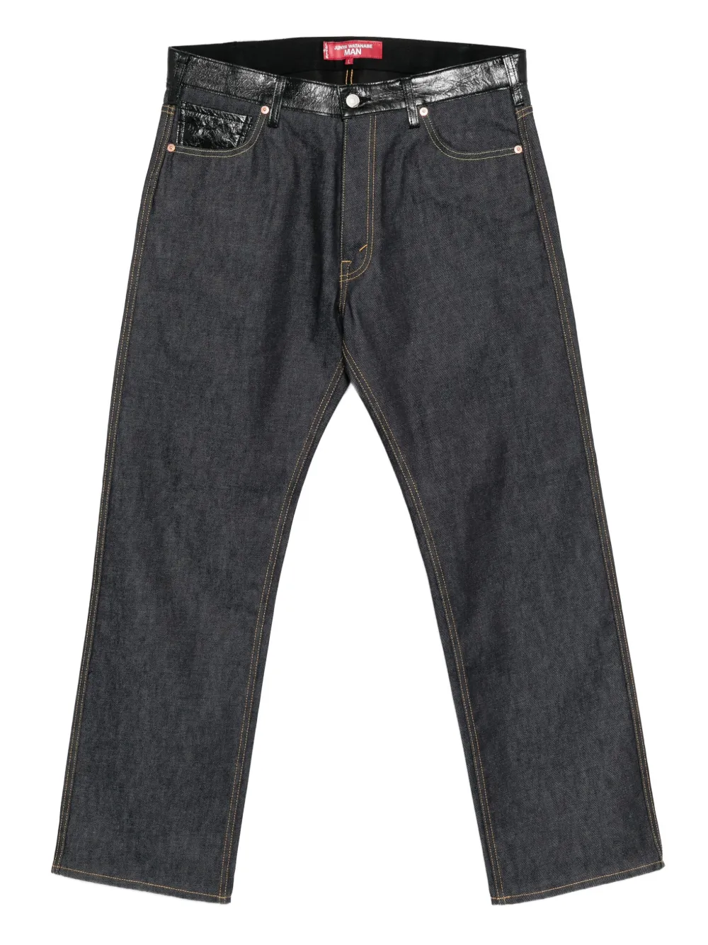 Junya Watanabe MAN leather-patch jeans | Blue | Image 1