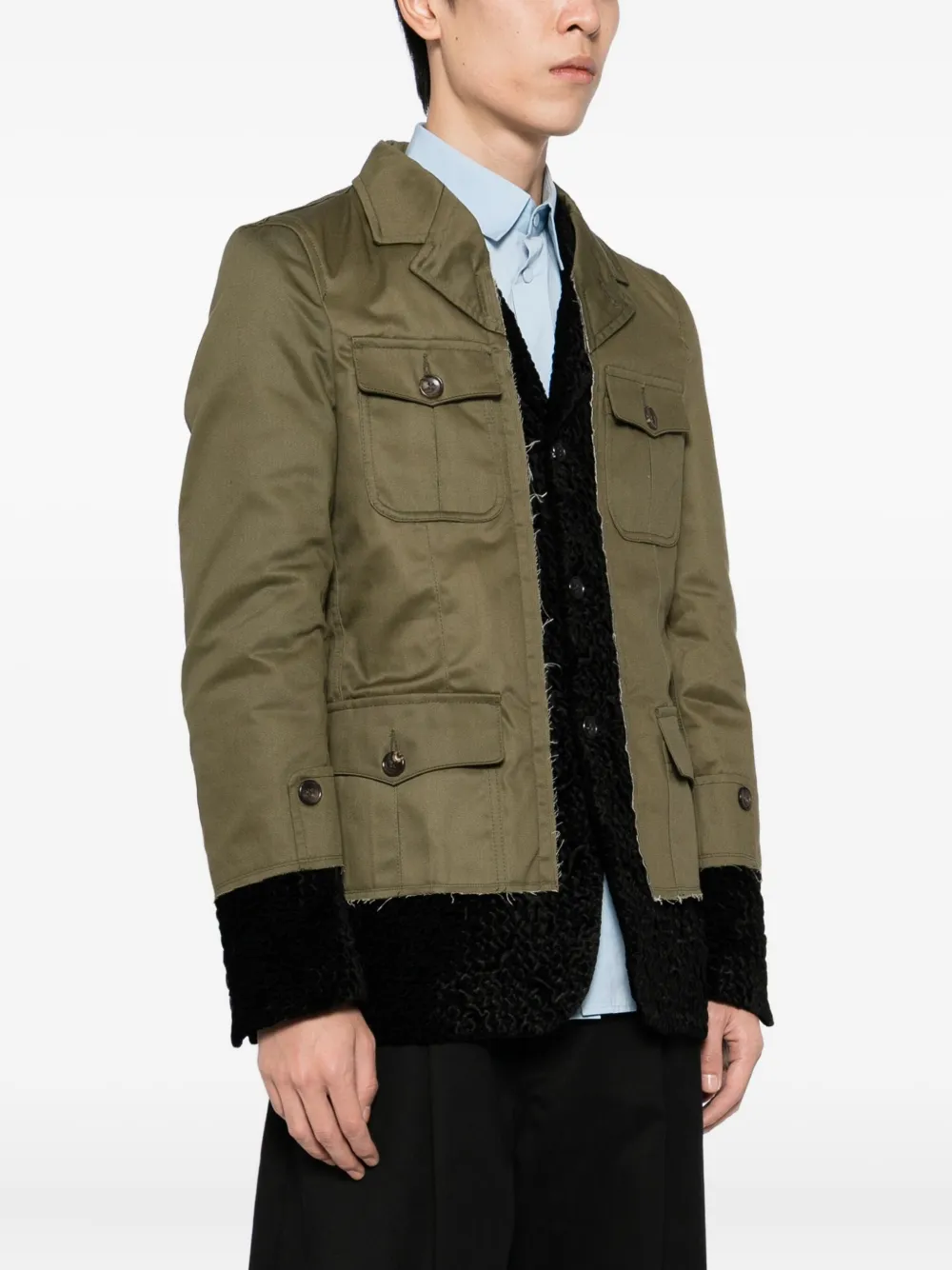 Comme Des Garçons Homme Deux Spliced Military Blazer In Green
