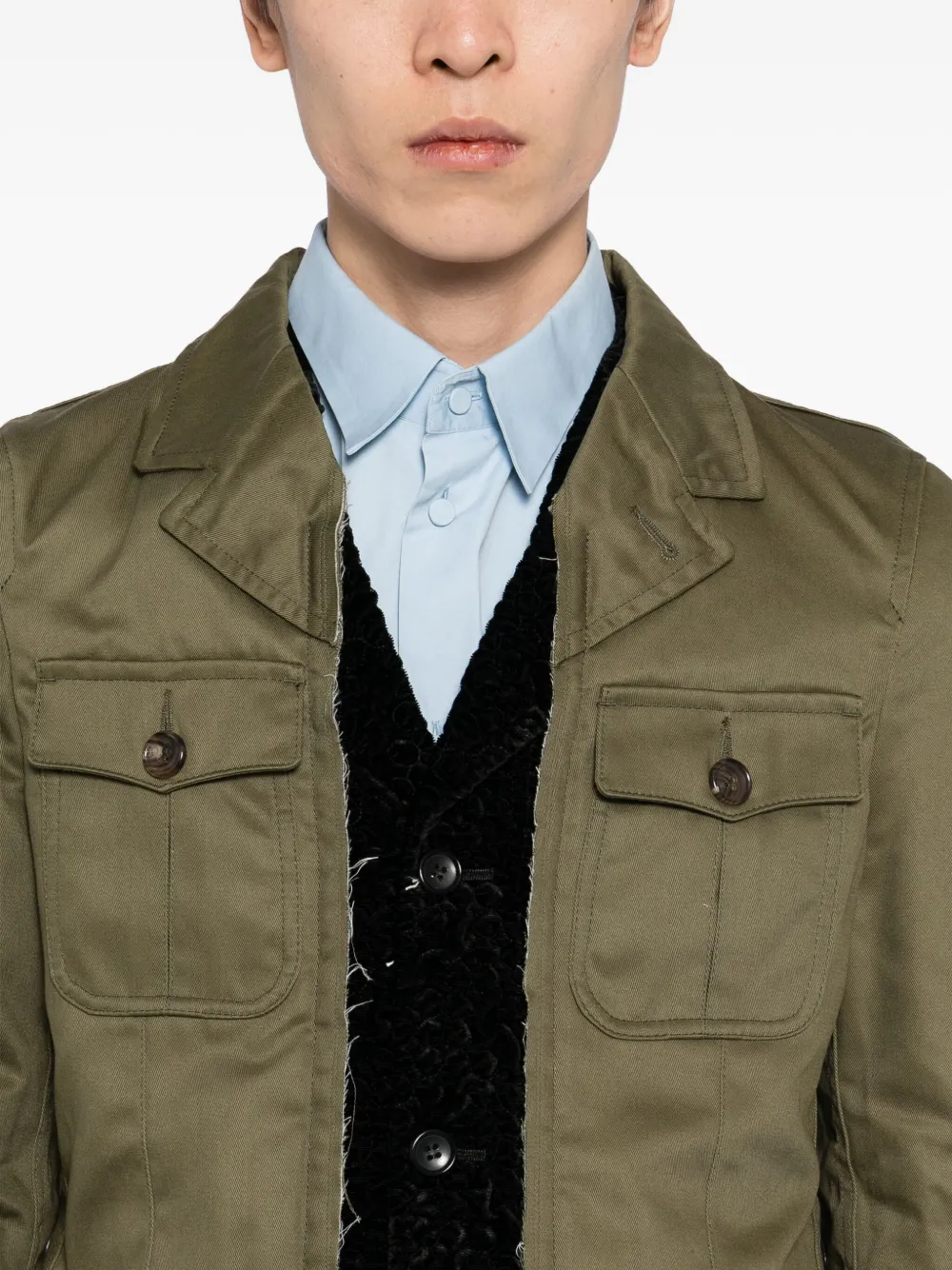 Comme Des Garçons Homme Deux Spliced Military Blazer In Green