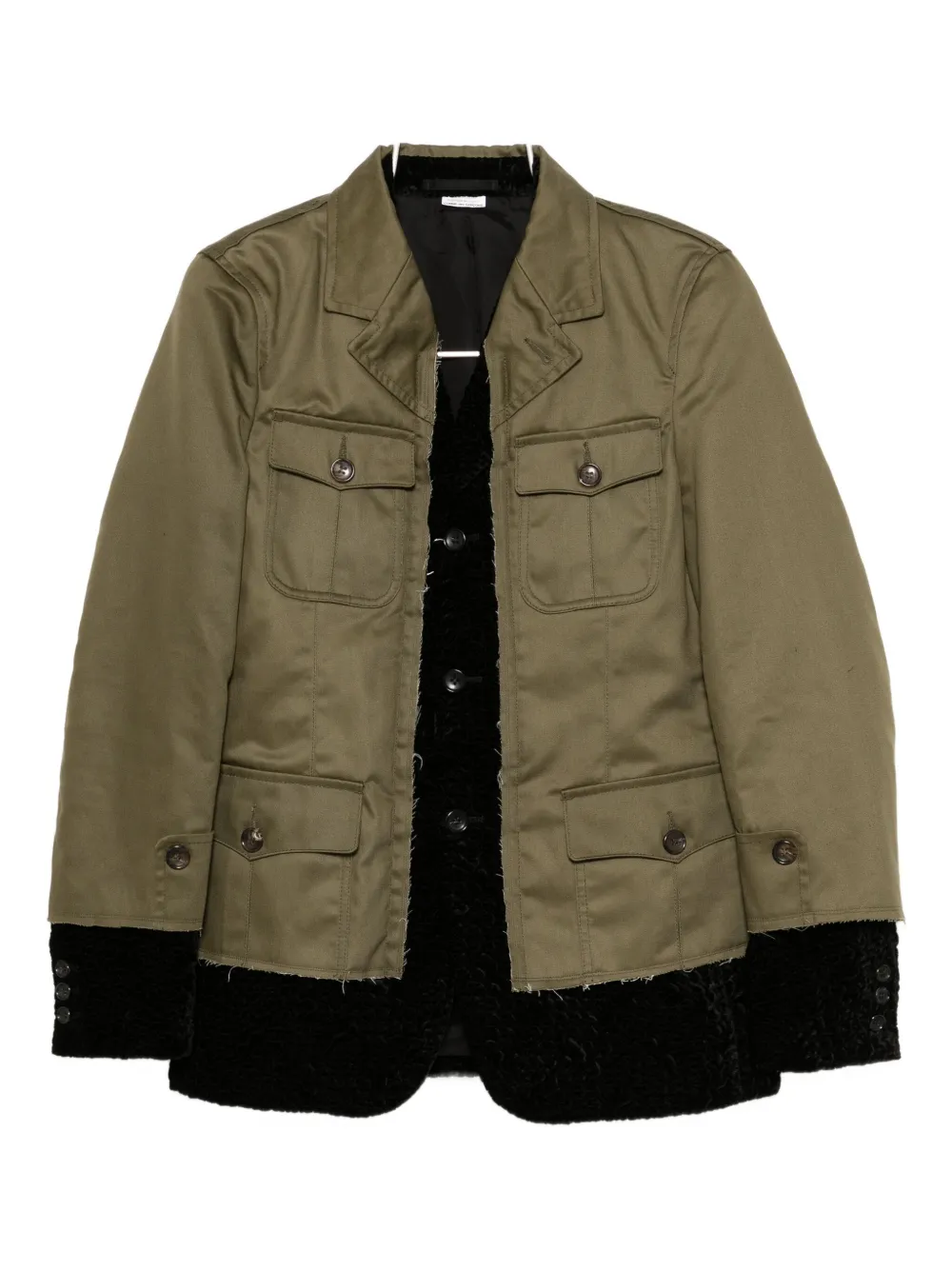 Comme Des Garçons Homme Deux Spliced Military Blazer In Green