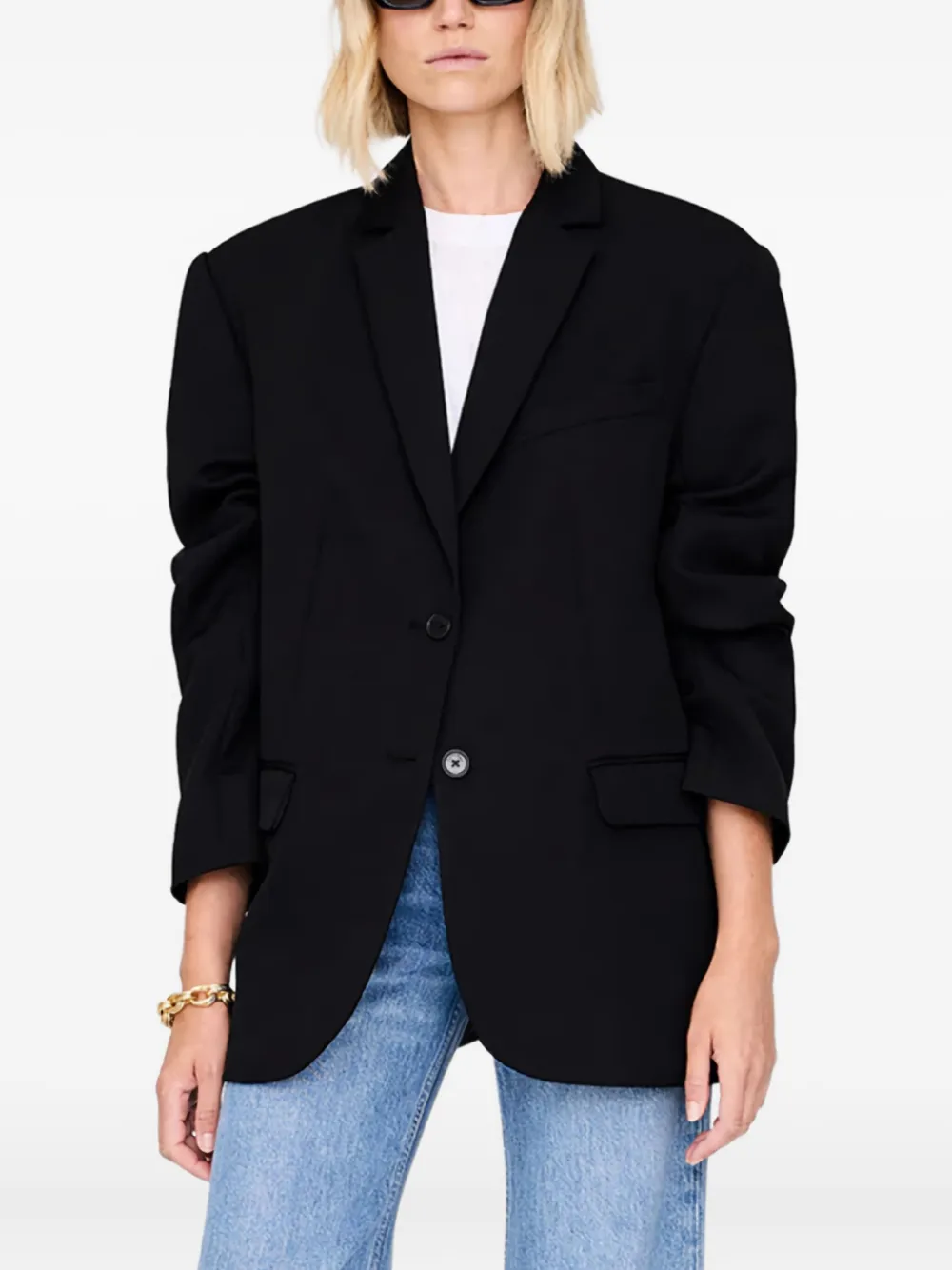 Anine Bing Buttoned Blazer In Black