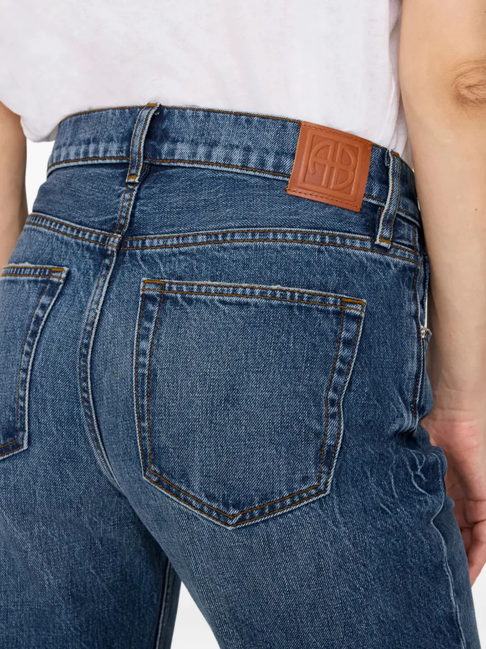 Anine Bing Gavin Button Frayed Jeans In Blue