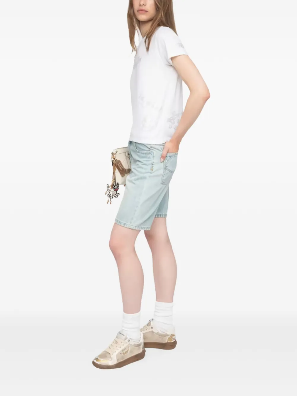 Zadig&Voltaire Alys T-shirt met logo van stras Wit