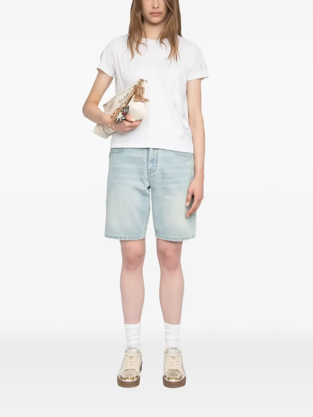 Zadig&Voltaire Alys T-shirt met logo van stras Wit