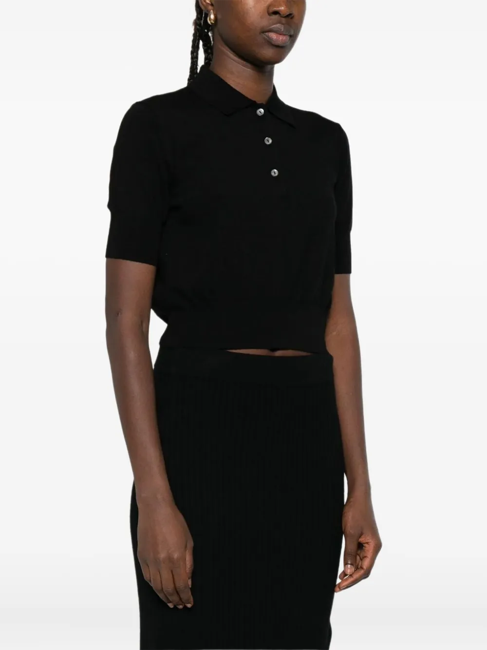 P.a.r.o.s.h Buttoned Polo Top In Black