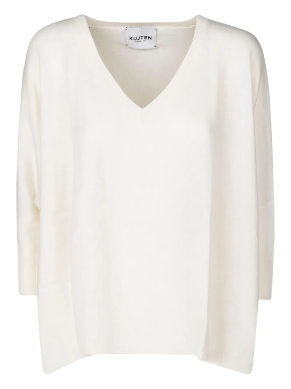 kujten Sweater Minie v-neck ribbed sweater | White | Image 1
