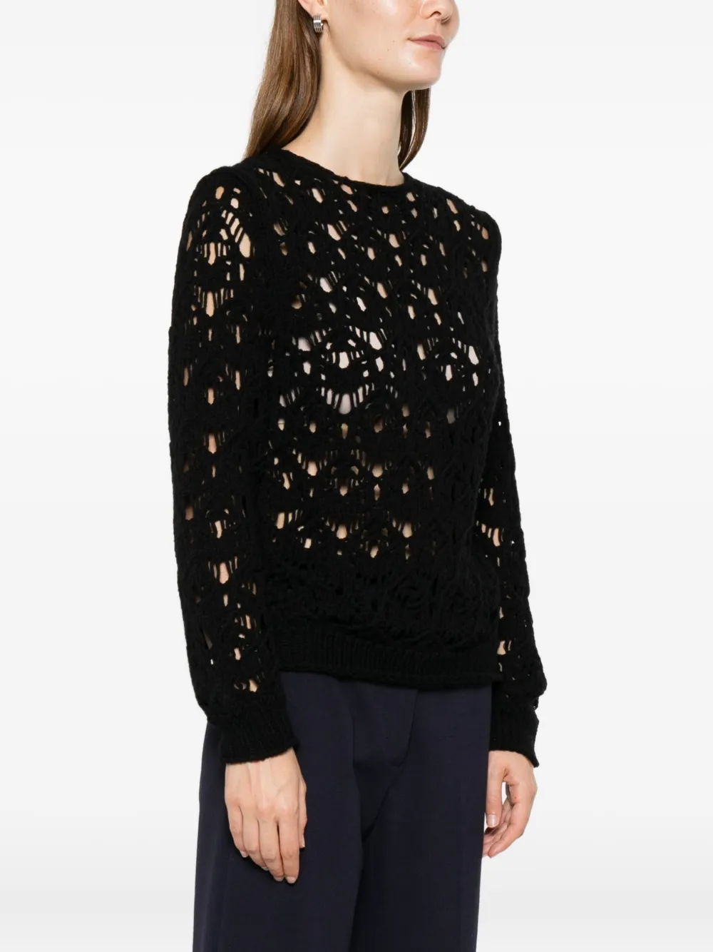 Liviana Conti Joyce Open-knit Sweater In Black