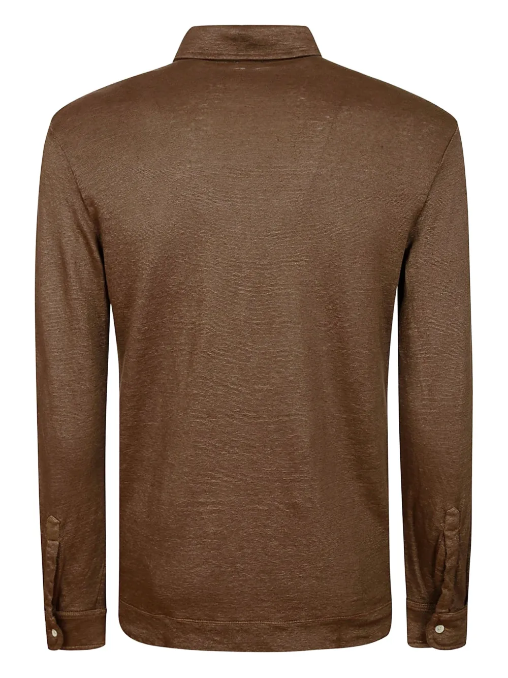 Massimo Alba Poloshirt met lange mouwen en knopen - Bruin