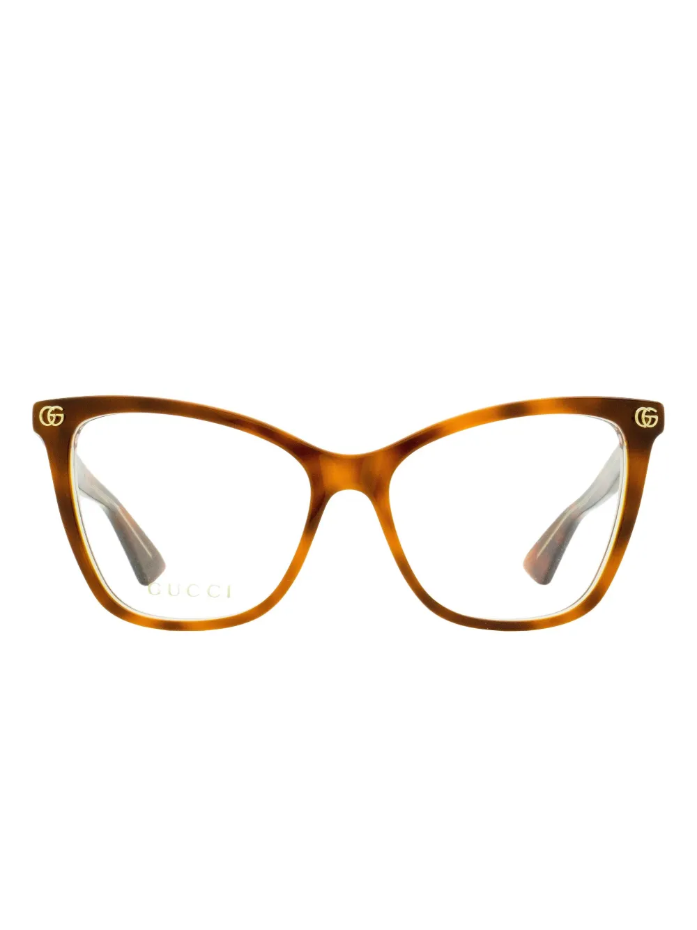 Gucci Eyewear logo butterfly-frame glasses - ブラウン Gucci Eyewear logo butterfly-frame glasses - ブラウン