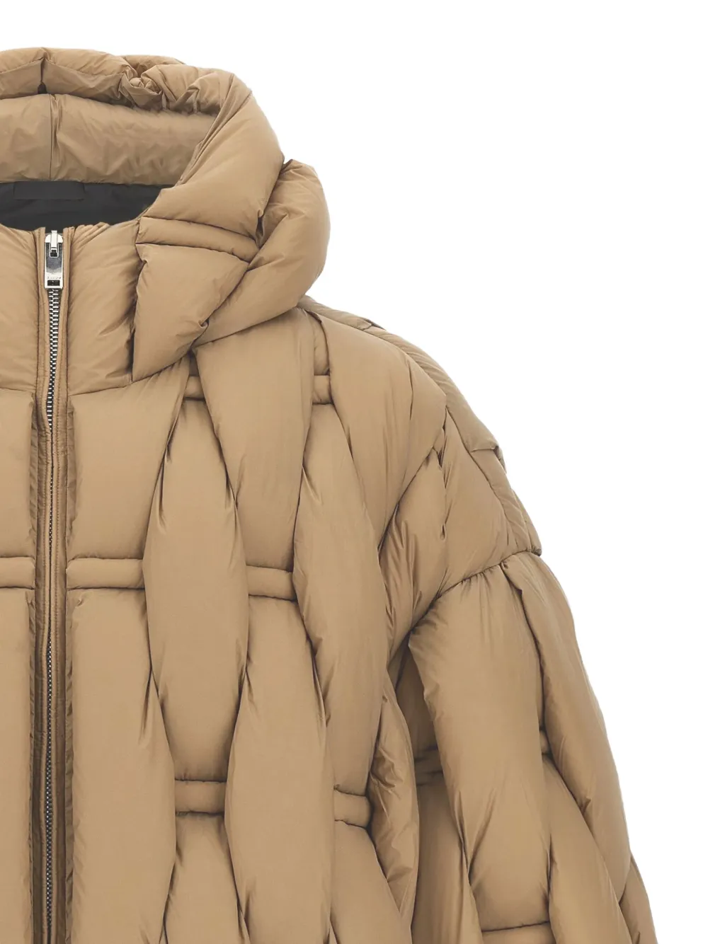 Raxxy Quilted Down Jacket With Hood In Brown