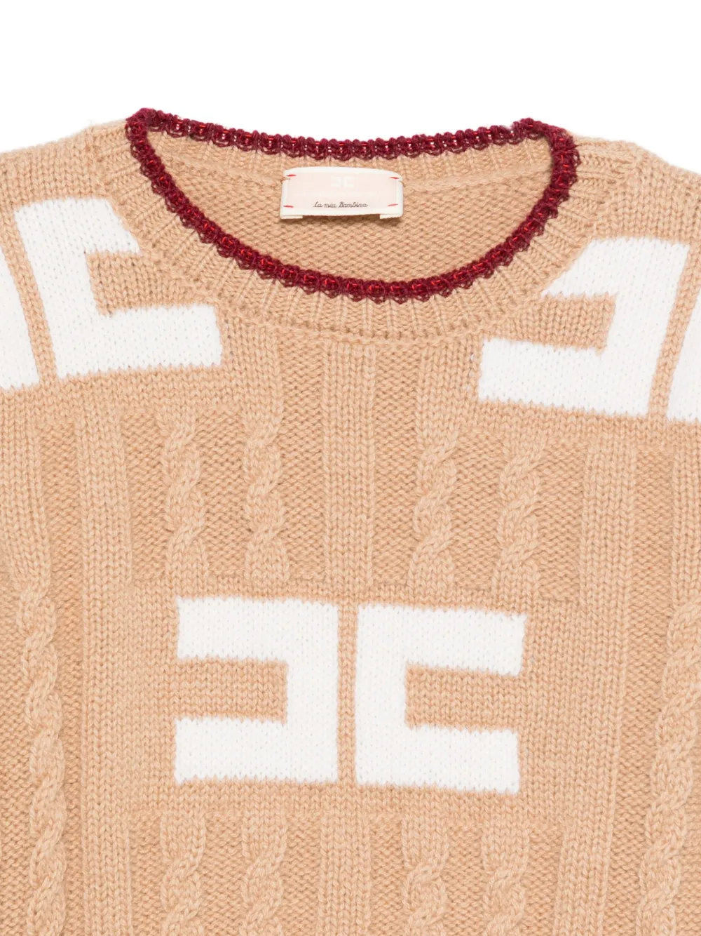 Elisabetta Franchi Kids Kabelgebreide trui Beige
