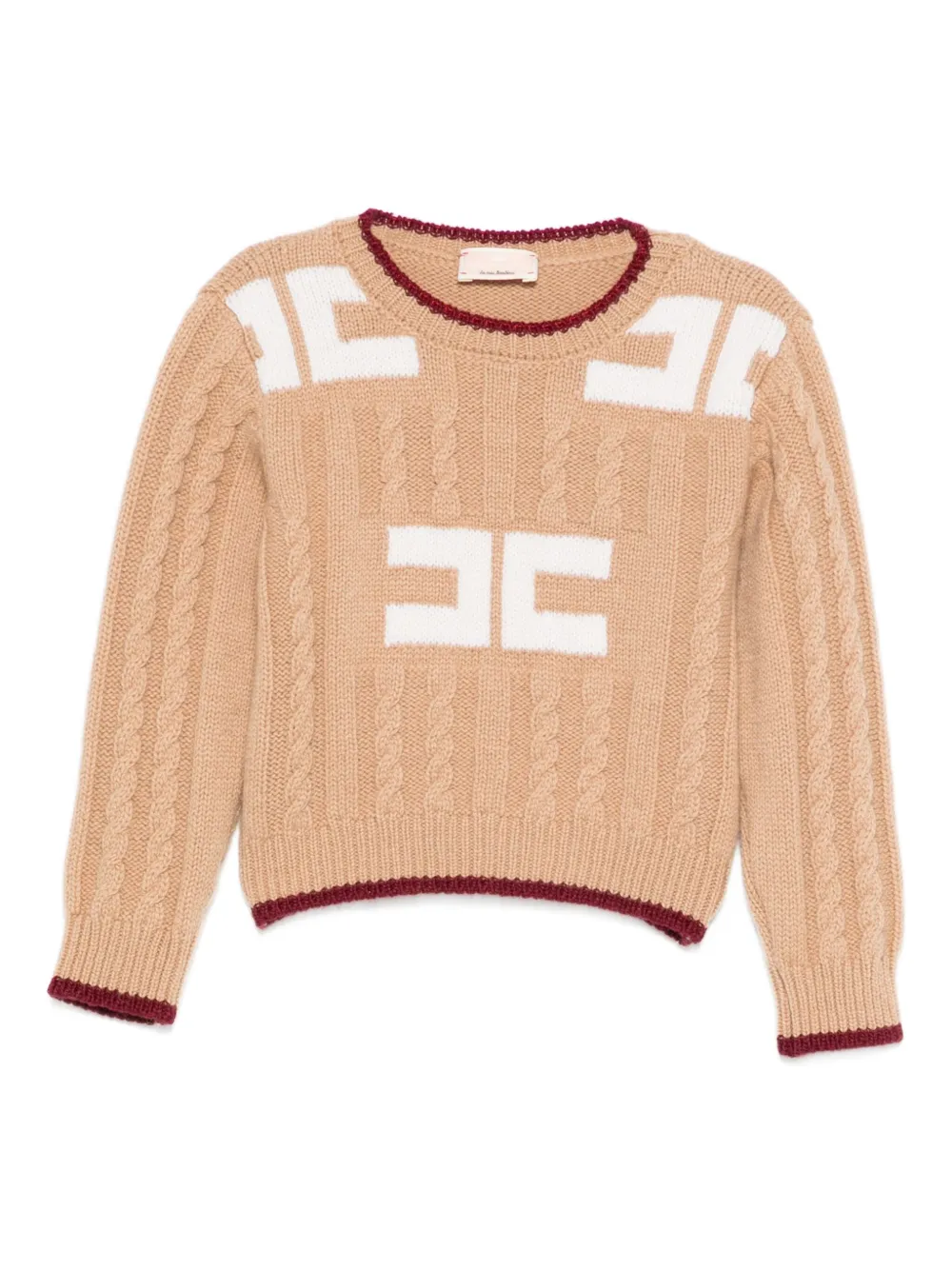 Elisabetta Franchi Kids cable-knit sweater - Toni neutri