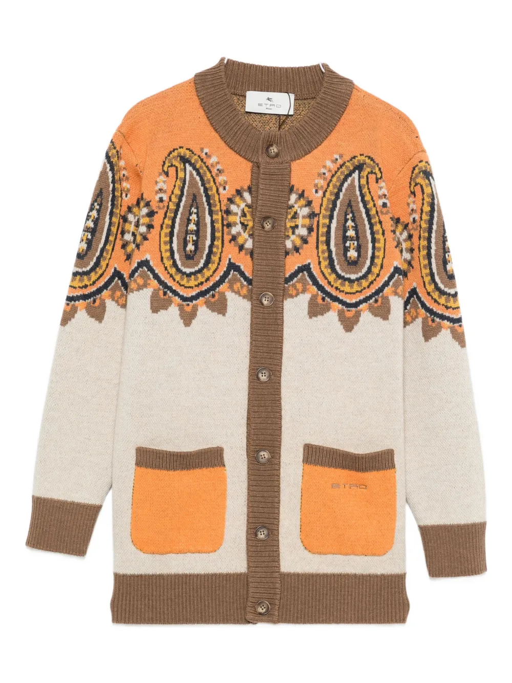 ETRO KIDS paisley-motif pocket cardigan - Toni neutri