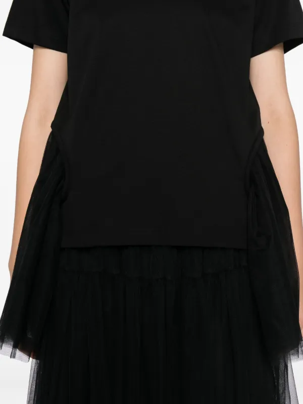 Noir Kei Ninomiya tulle-sleeved T-shirt | Black | FARFETCH AO