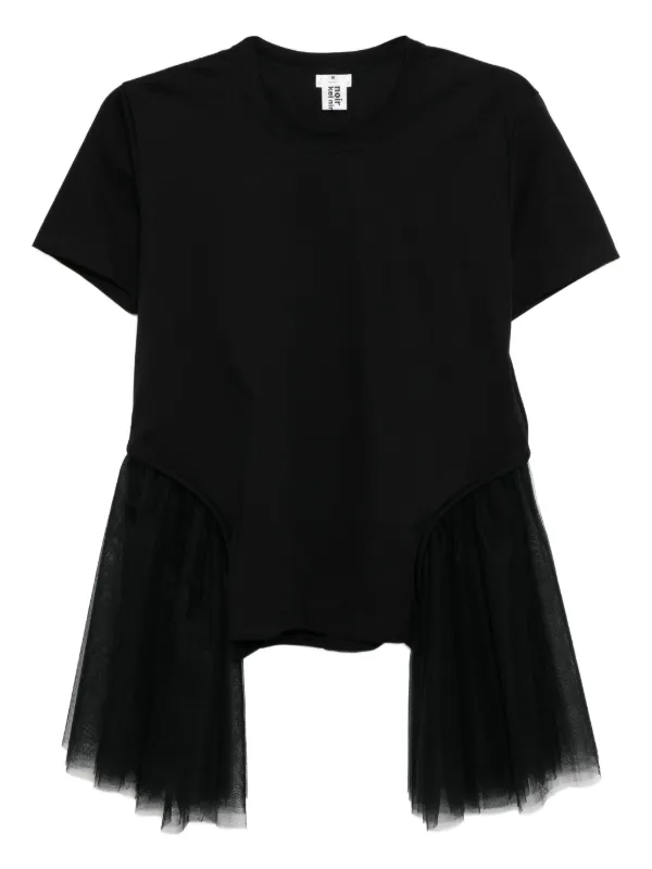 Noir Kei Ninomiya tulle-sleeved T-shirt | Black | FARFETCH AO