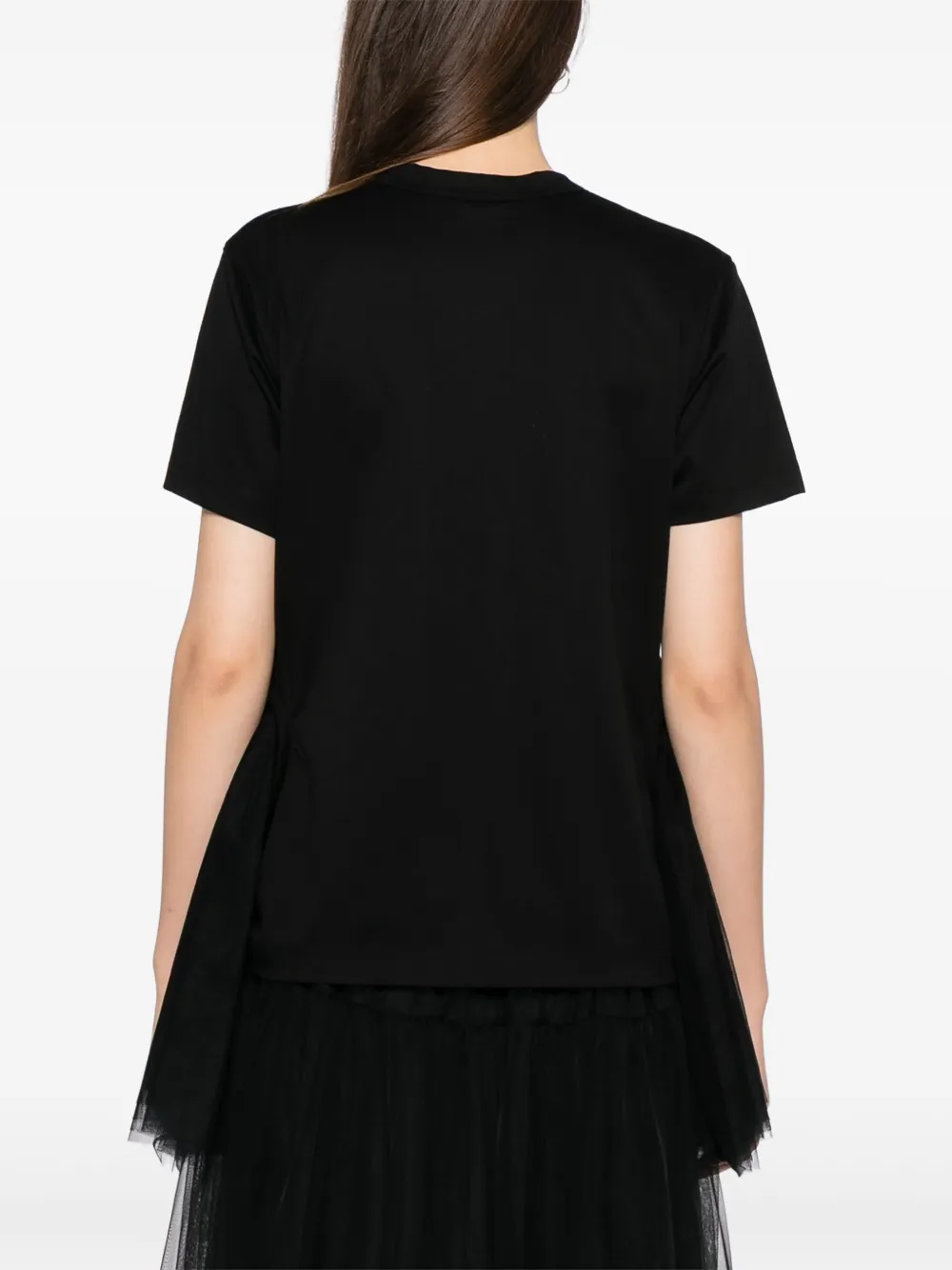 Noir Kei Ninomiya T-shirt met tulen mouwen Zwart