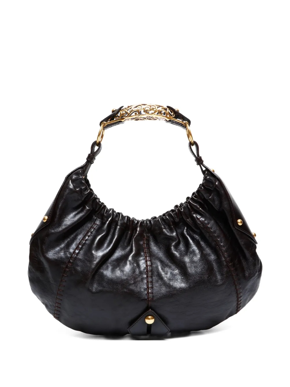 Pre-owned Saint Laurent 1990-2000s Mombasa Leather Handbag In Brown