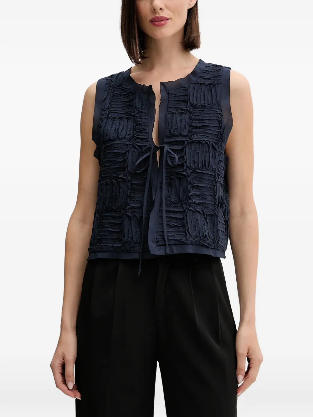 Pedro Del Hierro tie-detail vest - Blau