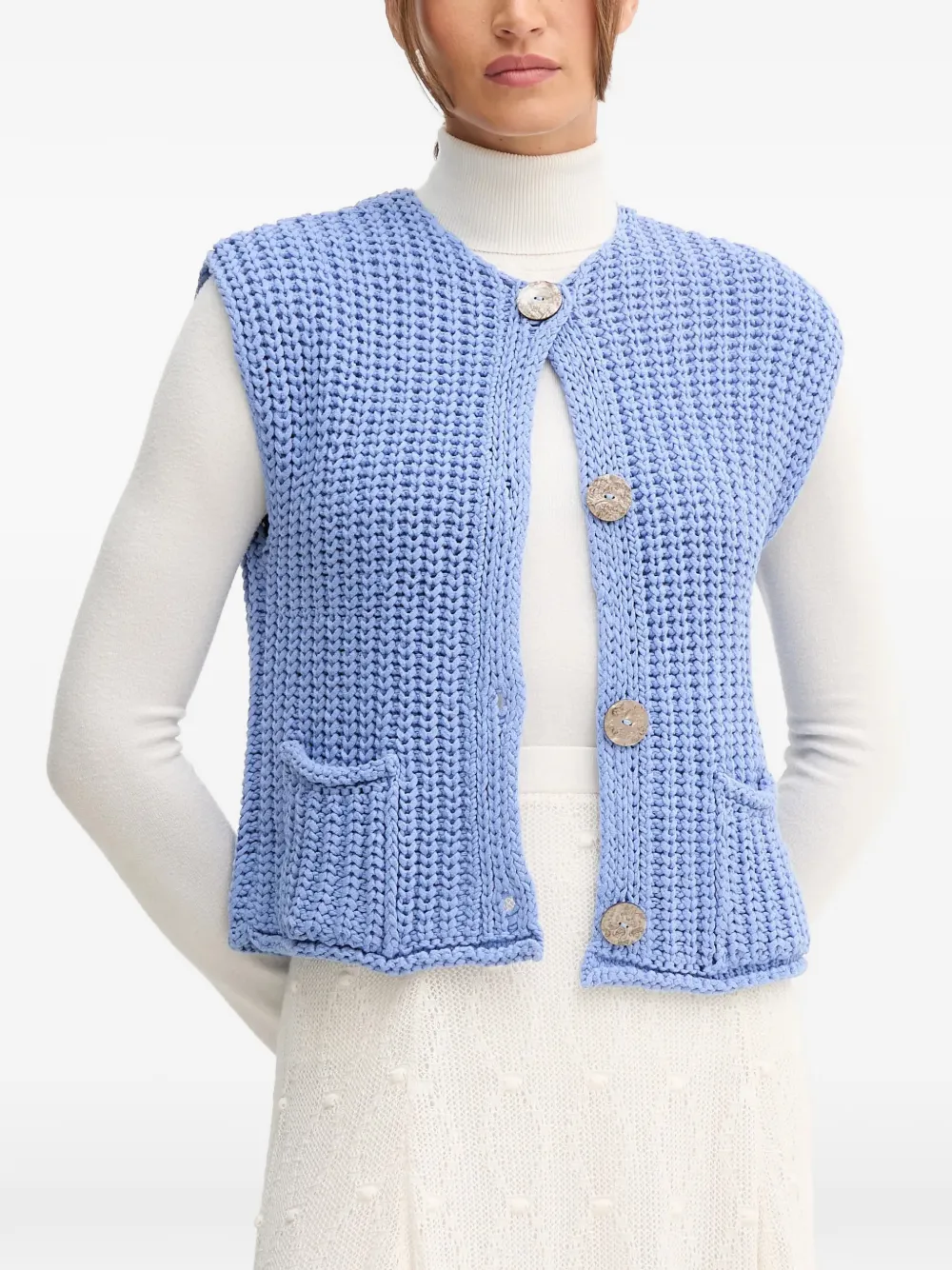 Pedro Del Hierro button-up vest - Blu